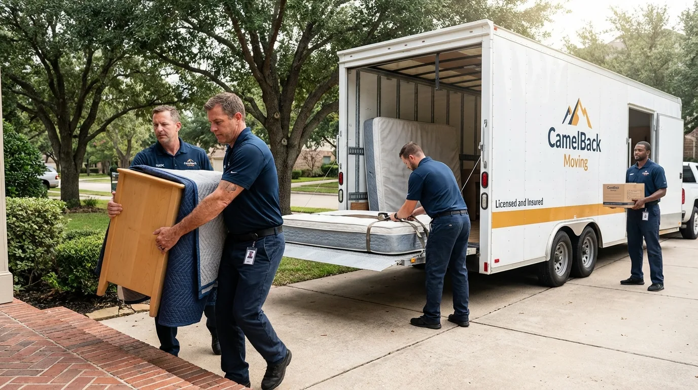 Crew loading residential truck for cross-state move from Bland, VA