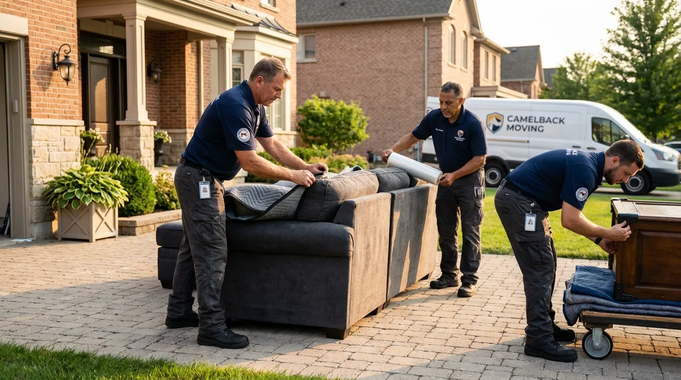 Large estate moving crew wrapping furniture in Bland, VA