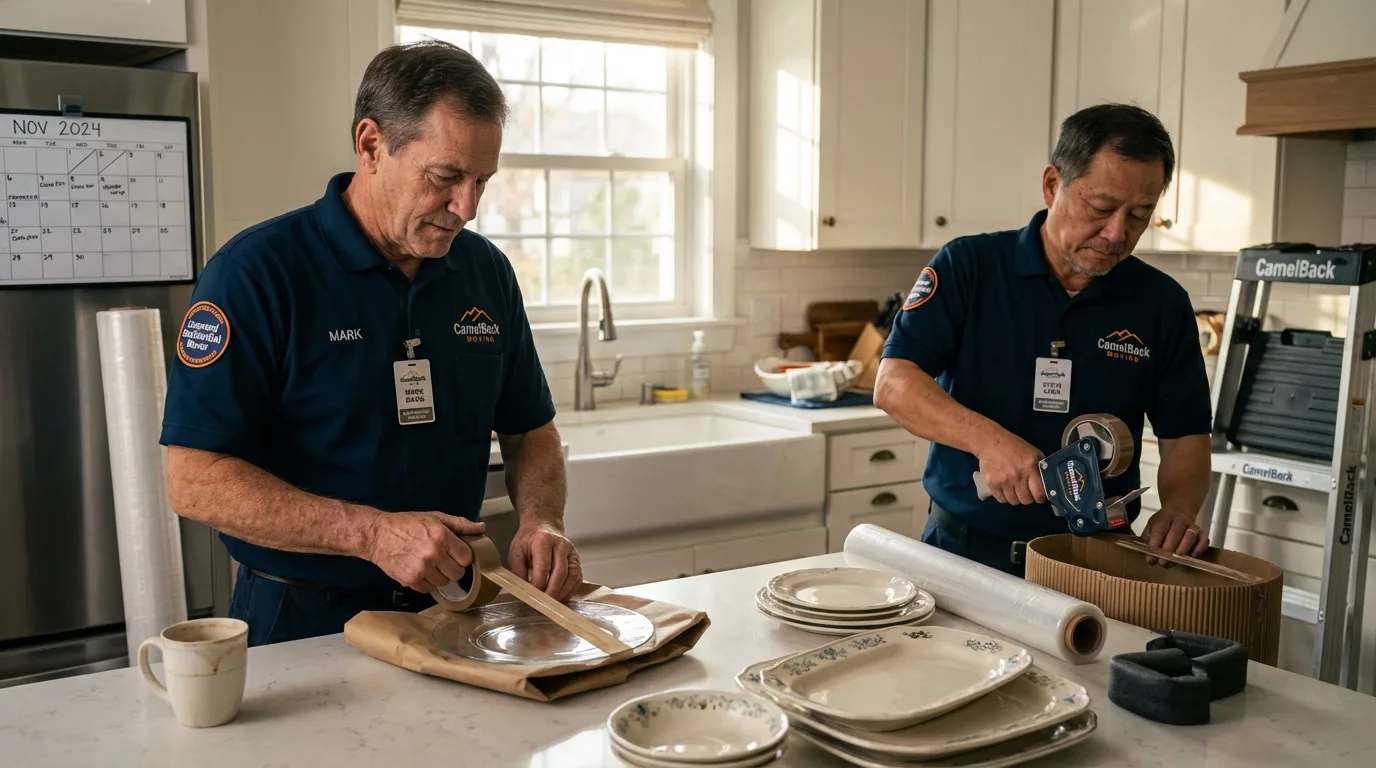 Professional crew packing kitchen dishware in Bland, VA